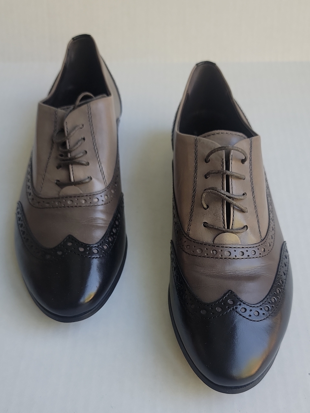 Agl Two-Tone Brown and Black Brogue Oxfords